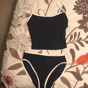 Navy and white 2-piece swimsuit